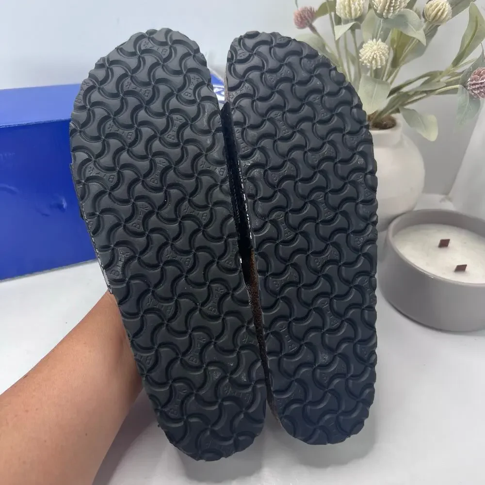 Birkenstock Madrid BS Birko Flur Sandal Metallic Stone Black Men 10/EU 43 NWB